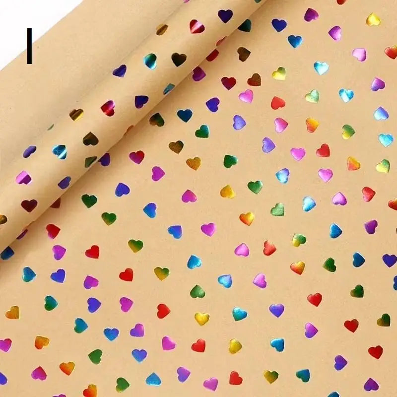 43x300cm Happy Birthday Valentine's Day Gift Wrapping Paper Retro Yellow Kraft Paper Colorful Bronzing Wrapping Paper