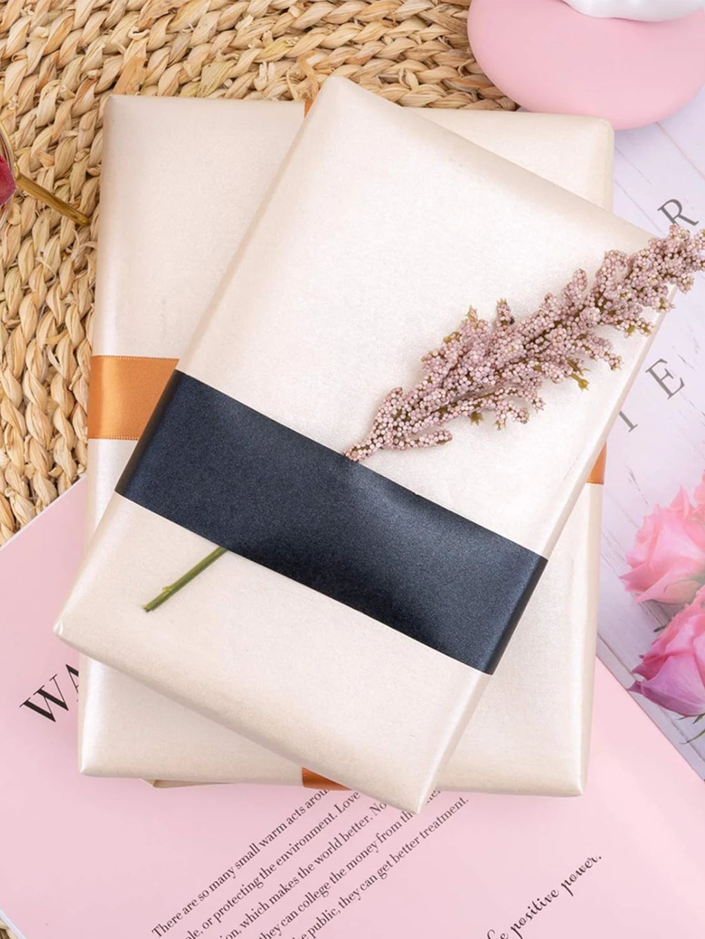 1roll Gift Wrapping Paper Navy Blue Gold Foil Gift Wrapping Paper Gift Paper Suitable for Birthdays and Festivals DIY Gift