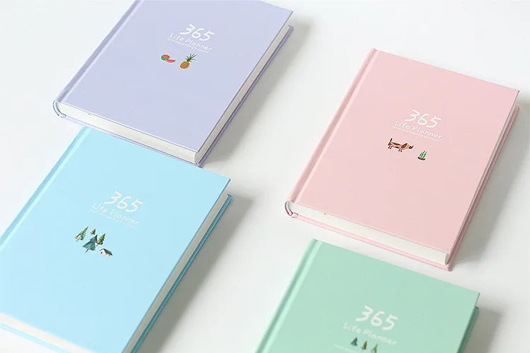 365 Planner Agenda Notebook Colorful Inner Page Illustration Yearly Daily Plan Journal Diary Book Record Life Stationery Gifts