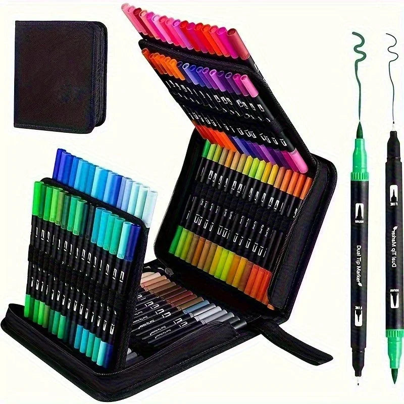 Vibrant Double-Ended Watercolor Markers – Art Set for Drawing & Crafts, Durable Plastic Bodies, Christmas Gift