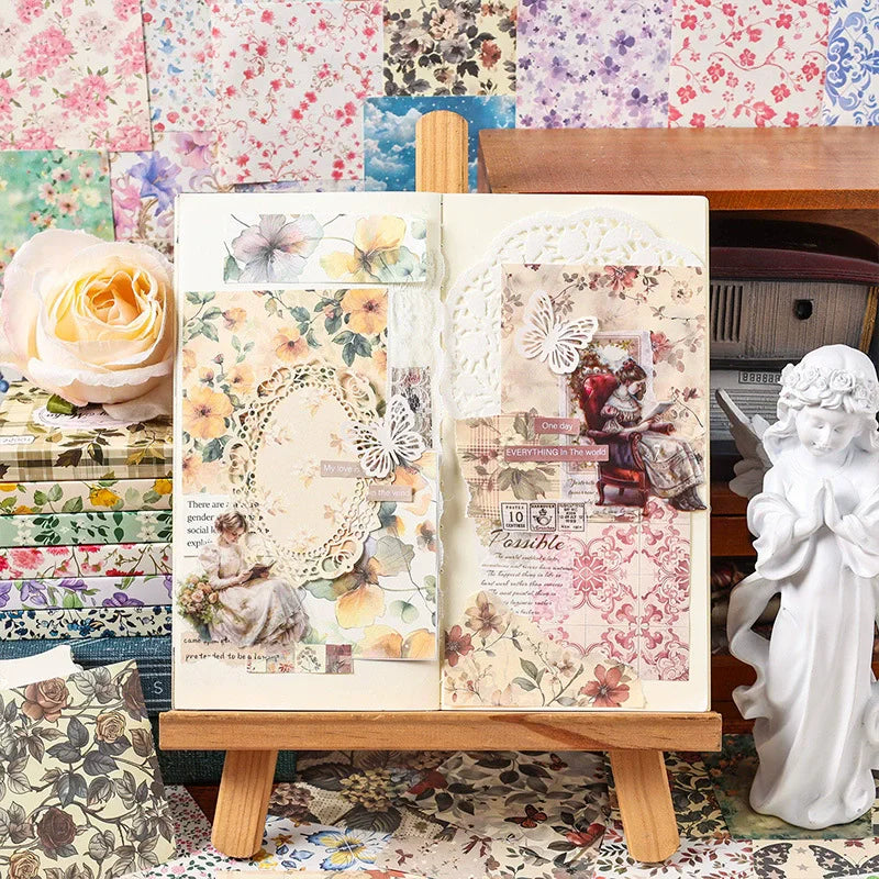 100pcs Vintage Paper Multi Style Deco Retro Stationery Supplies Writing Paper Junk Journal Label Scrapbooking Material Supplies