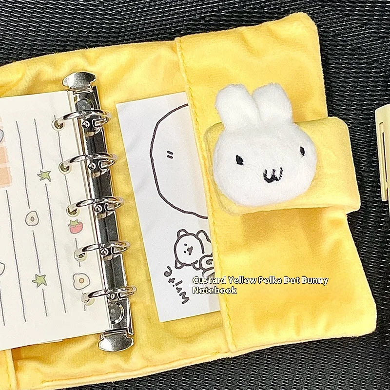 Cute M5 Handbook Book Cover Grey Cat Wave Dot Rabbit Cover High Beauty Simple Loose Leaf Notebook Only Shell