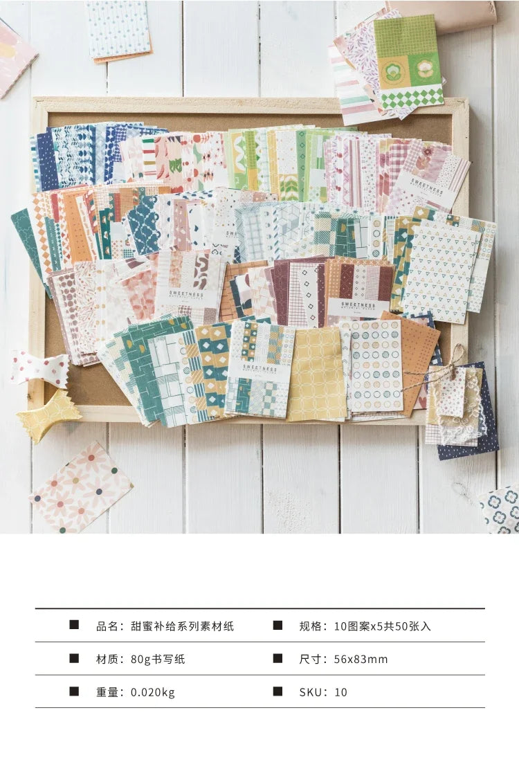 Journamm 50pcs Vintage Material Paper Cute Stationery Scrapbooking Cards for Journaling Project DIY Background Writable Paper